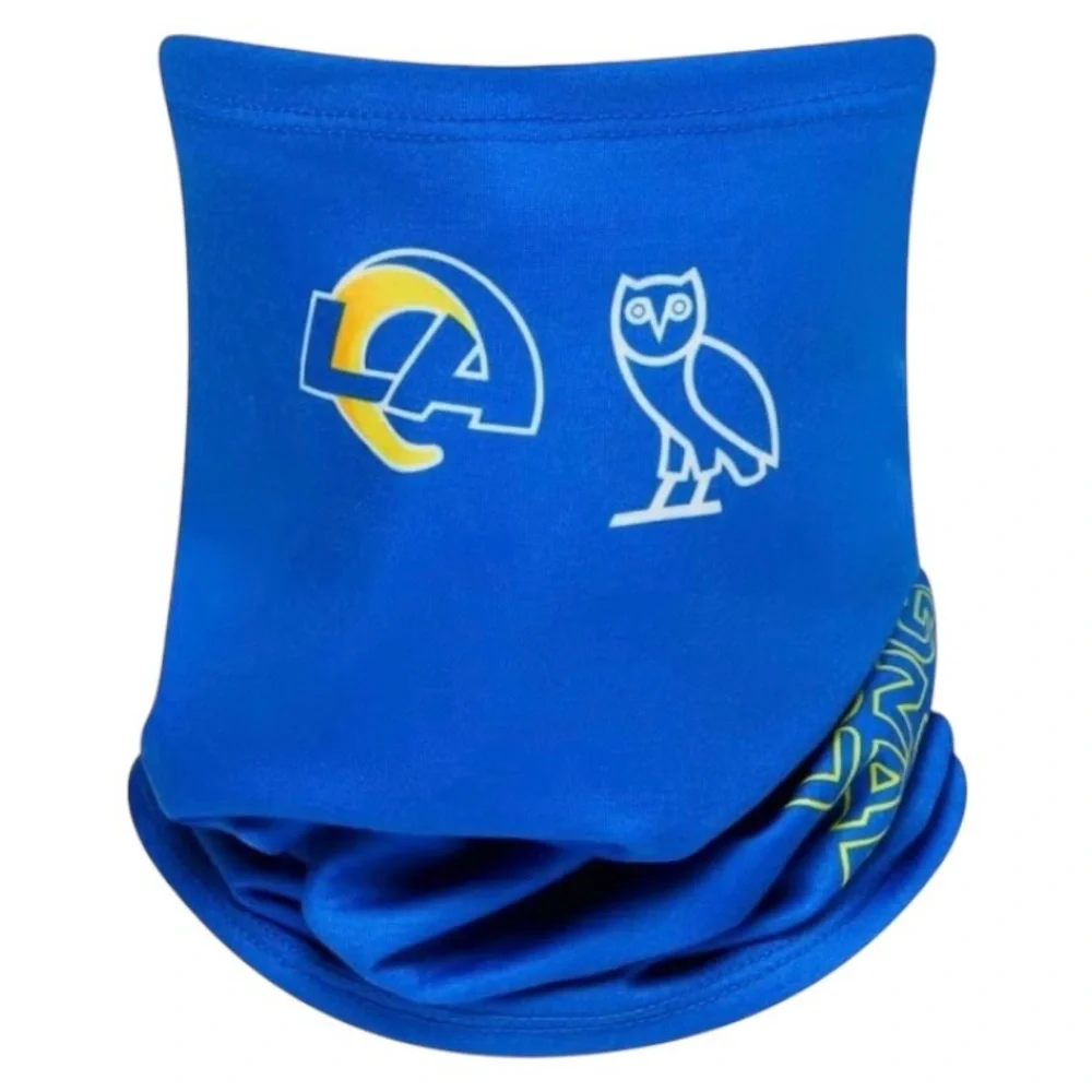 NEW Drake OVO x NFL Los Angeles Rams Neck Gaiter Blue/Yellow Reversible Sports